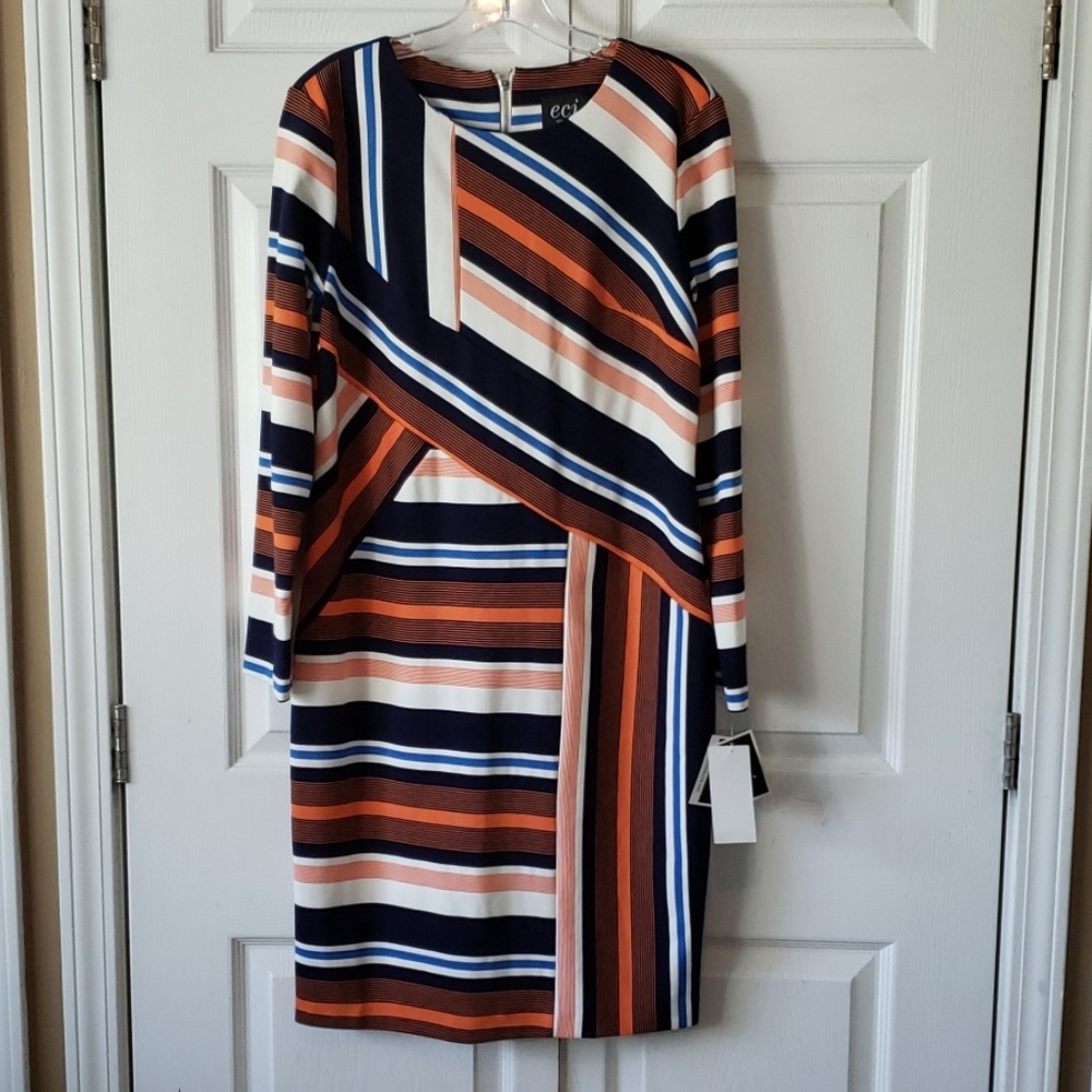 3/4 sleeve striped dress